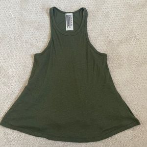 Free People Green Ribbed Tank Top